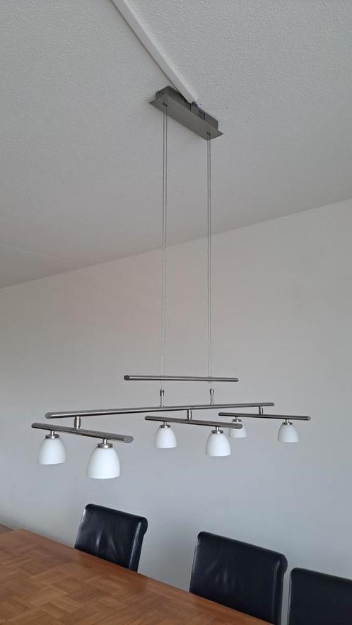 RVS verstelbare hanglamp ong 120cm breed, Huis en Inrichting, Lampen | Hanglampen, Zo goed als nieuw, Ophalen