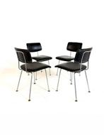 Set van 4 vintage Gispen 1263 eetkamerstoelen, jaren ‘60, Huis en Inrichting, Stoelen, Vintage retro buisframe design rotan webbing papercord deens