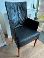 6 zwart leren eetkamerstoelen, Huis en Inrichting, Stoelen, Ophalen, Gebruikt, Zwart, Leer