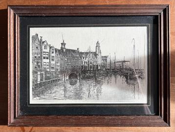 In gelijste prent van Marius Janssen - Delfshaven (1924) beschikbaar voor biedingen