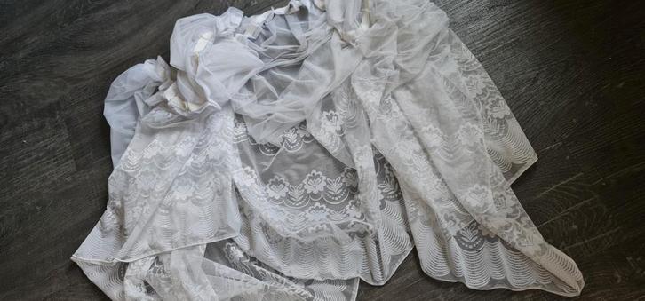 2 x vintage vitrage wit, Huis en Inrichting, Stoffering | Gordijnen en Lamellen, Gebruikt, Wit, Ophalen of Verzenden