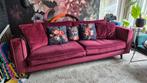 Royale designbank Goossens – velours, wijnrood,, 3-zits, Huis en Inrichting, Banken | Bankstellen, Ophalen, Driepersoons, 75 tot 100 cm