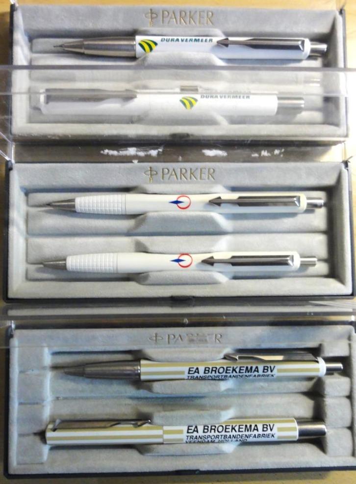 PARKER SETS MET RECLAME, Verzamelen, Pennenverzamelingen, Zo goed als nieuw, Pennenset, Parker, Met doosje, Met reclame, Ophalen of Verzenden