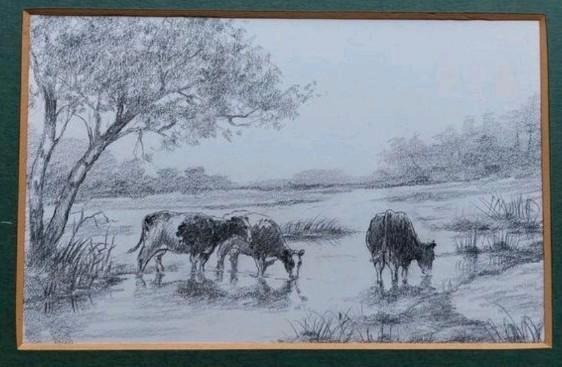 Originele tekening... Hub van Winkel..., Antiek en Kunst, Kunst | Tekeningen en Foto's, Ophalen of Verzenden