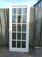 Binnendeur opdek met geslepen glas, binnenzijde gemeten., Doe-het-zelf en Verbouw, Ophalen, Gebruikt, 80 tot 100 cm, Binnendeur