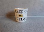 Mok 280 ml. New Bone China Keep Calm & Relax Hema, Ophalen of Verzenden, Zo goed als nieuw, Overige stijlen, Kop(pen) en/of Schotel(s)