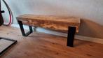 Bijzettafel tv meubel bankje sidetable spoorbiels staal, Ophalen, Zo goed als nieuw, 75 cm of meer, Rechthoekig