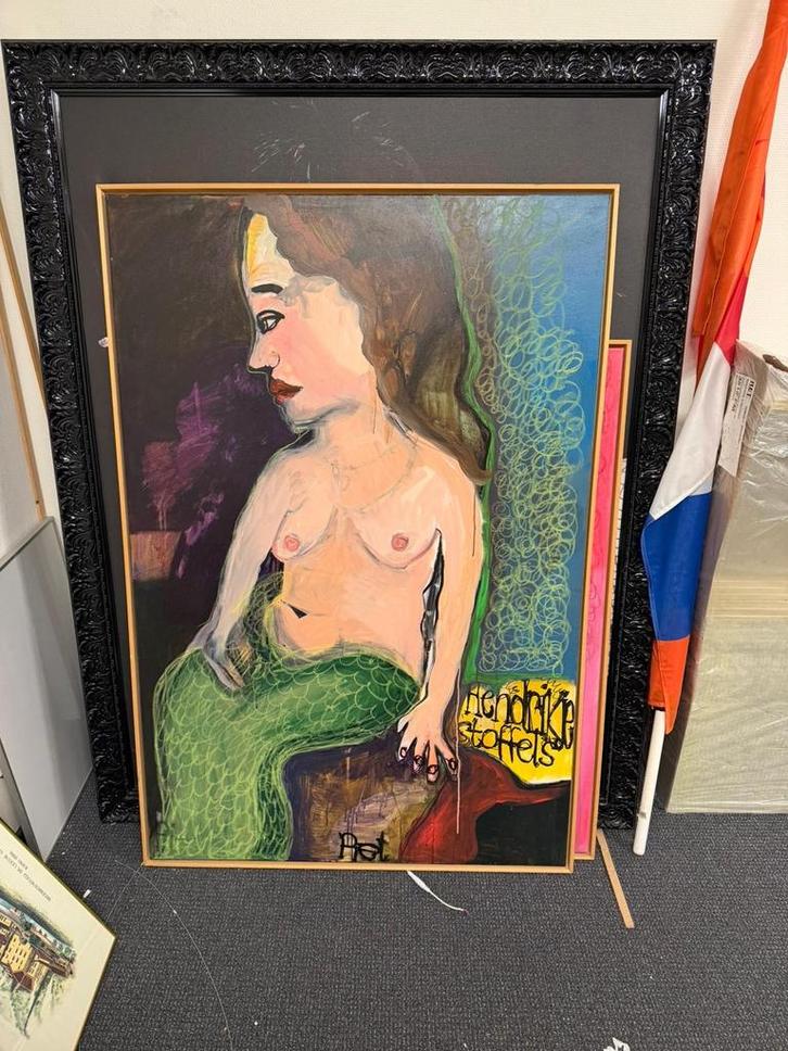 Piet Schopping - Zeemeermin, Antiek en Kunst, Kunst | Schilderijen | Modern, Ophalen