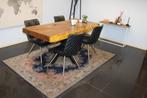 Tafel, boomstam blad en kruispoot, Huis en Inrichting, Tafels | Eettafels, Ophalen, 50 tot 100 cm, Zo goed als nieuw, Vijf personen of meer