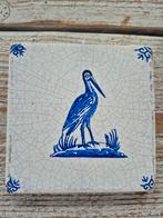 Oud Hollands tegeltje met ooievaar, Ophalen of Verzenden