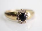 14 krt gouden 'Diana'-ring met saffier en diamant, Sieraden, Tassen en Uiterlijk, Ringen, Ophalen of Verzenden, Zo goed als nieuw