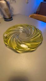 Val Saint Lambert kristallen Fruitschaal Geel 38cm jaren 50, Antiek en Kunst, Antiek | Glas en Kristal, Ophalen of Verzenden