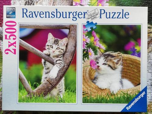 Puzzelbox 2 x 500 stukjes: Speelse Katjes, Hobby en Vrije tijd, Denksport en Puzzels, Gebruikt, Legpuzzel, 500 t/m 1500 stukjes
