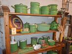 Vintage Reseda Groen Emaille Keukengerei Set, Antiek en Kunst, Ophalen