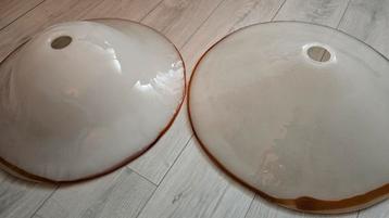 2 stuks lampen kap dik glas hand gemaakt BIEDEN  beschikbaar voor biedingen