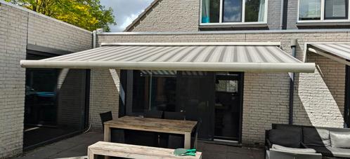 Automatisch zonnescherm Ibiza Plus 5 x 3 meter, Tuin en Terras, Zonneschermen, Gebruikt, Knikarmscherm, 450 cm of meer, Ophalen