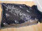 Prachtige boho/glamour kraaltjes bewerkte zwarte lap stof, Verzenden, 120 cm of meer, Zwart, 200 cm of meer