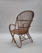 Vintage fauteuil Rohe Noordwolde rotan stoeltje riet stoel, Ophalen, Gebruikt, Mid century modern dutch design, .