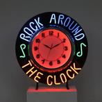 Vintage kLok neon rock around the clock, Ophalen, Gebruikt, X, Analoog