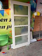 Binnendeur stomp met 4 ramen met melk glas, Ophalen, 80 tot 100 cm, Binnendeur, Minder dan 200 cm
