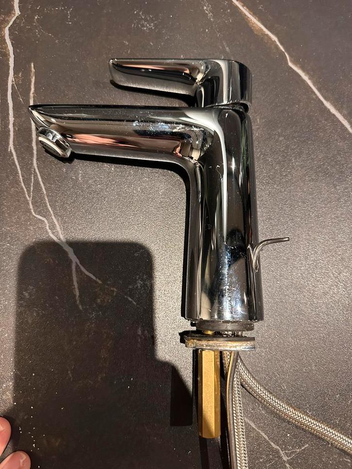 Grohe Wastafelkraan Eengreeps - Incl. Waste & Slangen, Doe-het-zelf en Verbouw, Sanitair, Gebruikt, Wastafel, Chroom, Ophalen