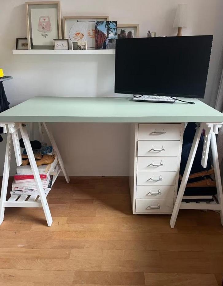 IKEA Lagkapten Bureau 140cm, Huis en Inrichting, Bureaus, Gebruikt, Bureau, In hoogte verstelbaar, Ophalen