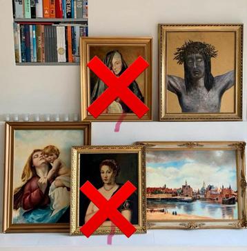 Schilderijen met Lijst Klassiek Olieverfschild beschikbaar voor biedingen