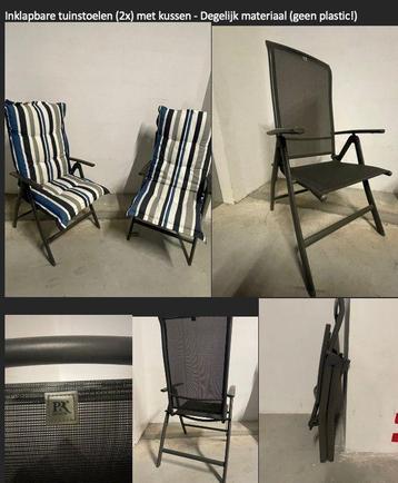 Inklapbare tuinstoelen (2x) met kussen beschikbaar voor biedingen