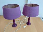 2 Esprit tafellampen (kleur paars), Huis en Inrichting, Lampen | Tafellampen, Ophalen, Gebruikt, Hout, Minder dan 50 cm