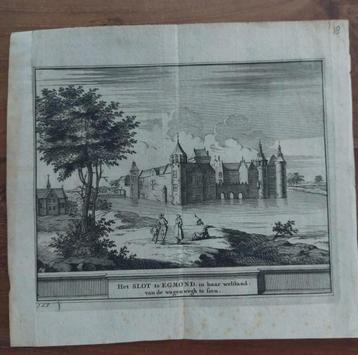 18 / Slot van Egmond - Originele gravure uit 1736 beschikbaar voor biedingen