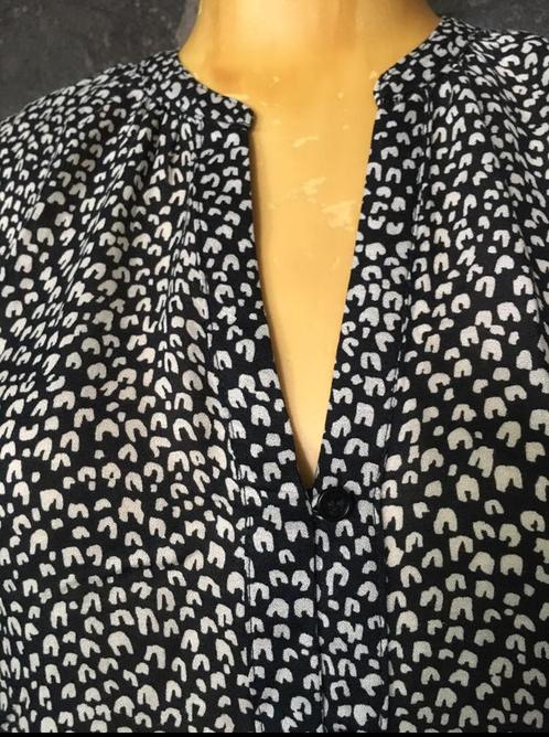 zwart wit top blouse Esprit puur viscose witte tulpen, Kleding | Dames, Tops, Nieuw, Maat 38/40 (M), Overige kleuren, Lange mouw