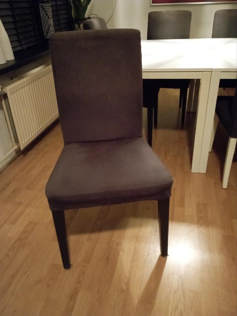 4x Ikea Hendriksdal eetkamerstoel, Huis en Inrichting, Stoelen, Gebruikt, Vijf, Zes of meer stoelen, Hout, Stof, Grijs, Ophalen
