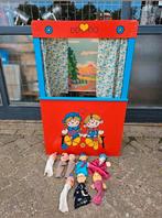 Vintage poppenkast met diverse handpoppen, Ophalen, Gebruikt