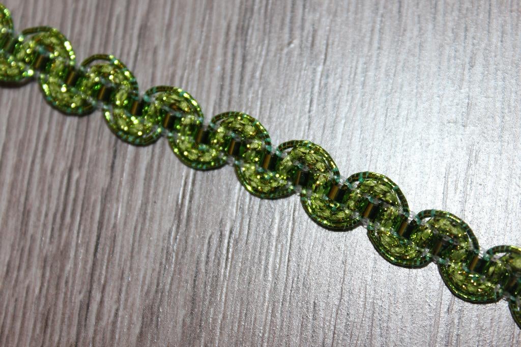 Haspel brokaat band / sierband - 10mm - groen #1741, Ophalen of Verzenden, Nieuw, Lint, Band of Elastiek