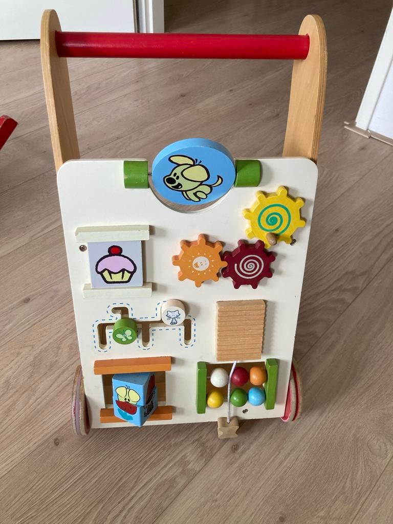 Woezel en Pip Houten Loopwagen met Activiteiten, Ophalen, Gebruikt, Duw- of Trekspeelgoed