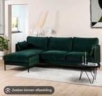 Groene velvet hoekbank - Opknapper, Ophalen, 250 tot 300 cm, Gebruikt, 100 tot 125 cm