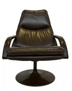 Vintage fauteuil lounge Geoffrey Harcourt Artifort Stijl, Gebruikt, 75 tot 100 cm, Vintage Design, Leer