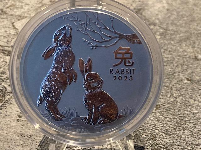5 oz BU Lunar 2023 rabbit Perth Mint TOP !!!, Verzenden, Losse munt, Zilver