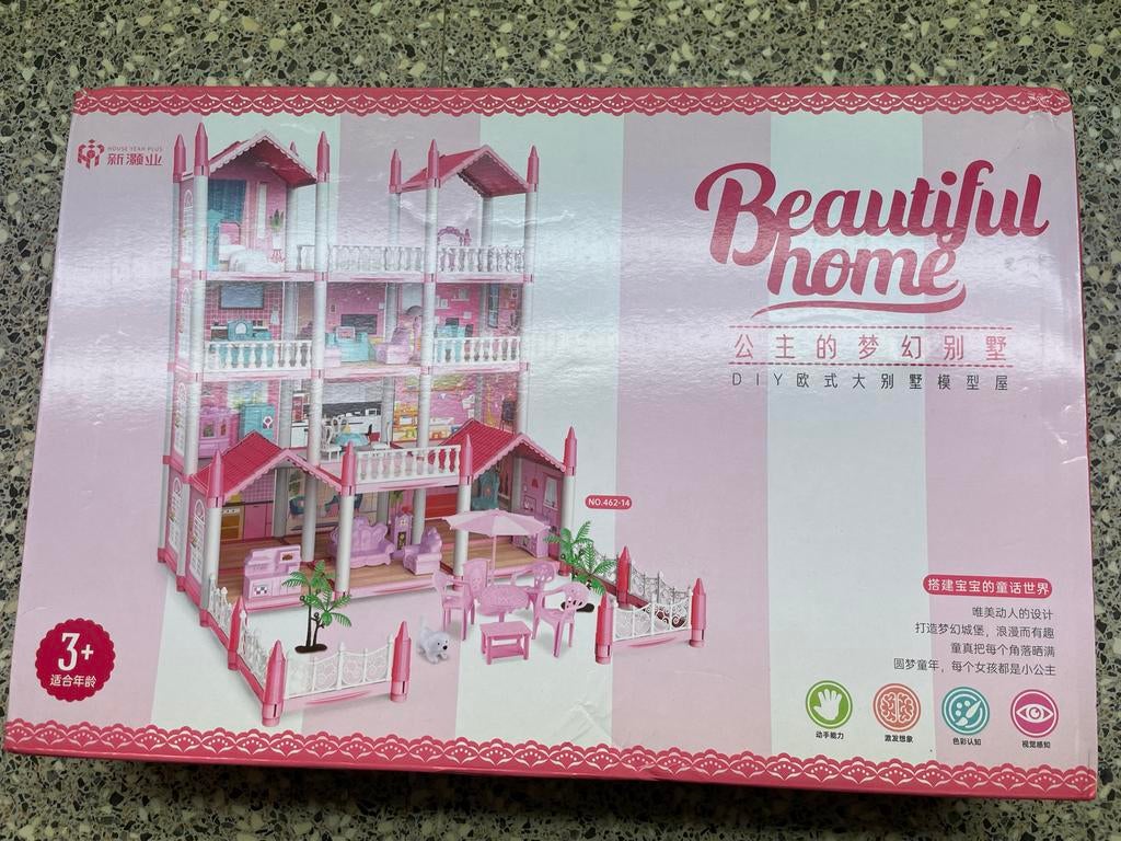 Roze poppenhuis, Ophalen of Verzenden, Zo goed als nieuw, Poppenhuis