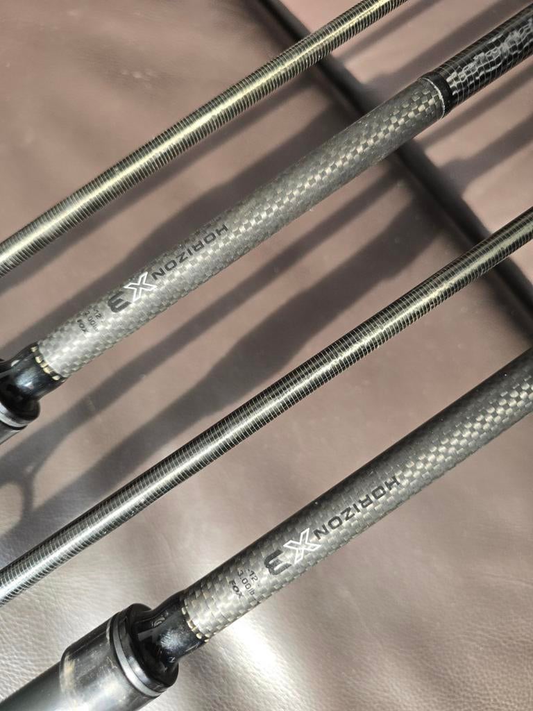 2 x Fox Horizon X3 12ft 3lb 50mm karperhengel, Watersport en Boten, Ophalen, Gebruikt, Werphengel