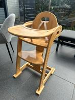 Stevige en degelijke houten meegroeistoel, Ophalen, Zo goed als nieuw, Meegroeistoel, Afneembaar eetblad