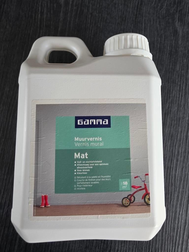 GAMMA Muurvernis Mat - Vuil- en vochtafstotend, Doe-het-zelf en Verbouw, Verf, Beits en Lak, Minder dan 5 liter, Ophalen, Nieuw