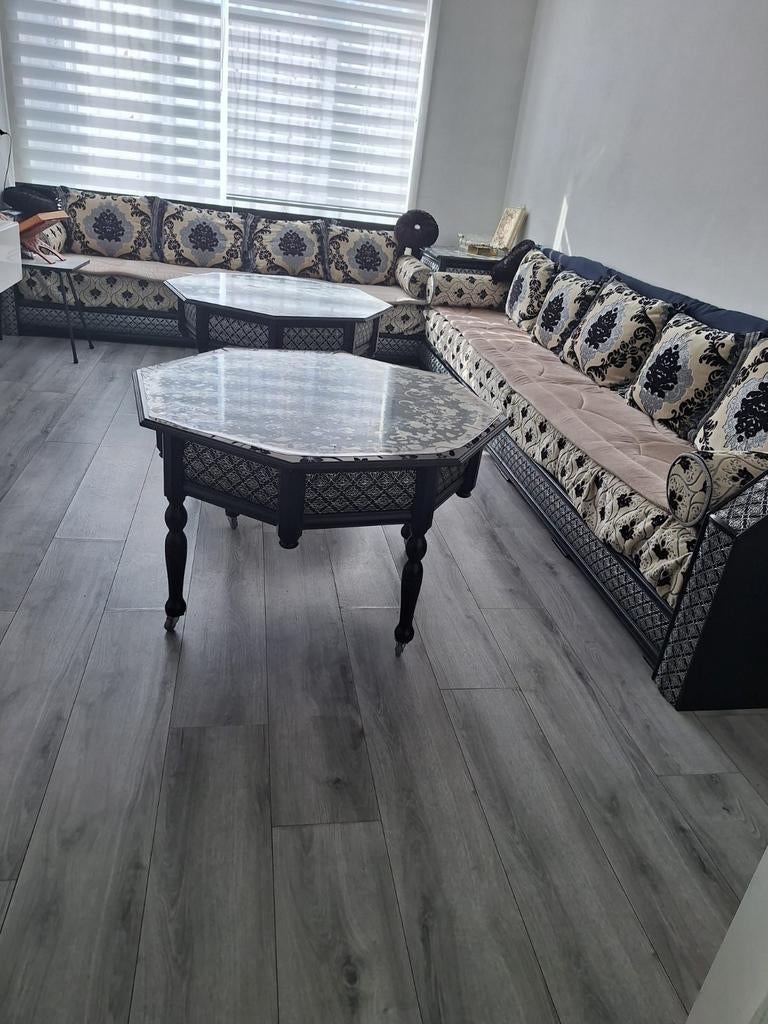 Marokkaanse Sedari Hoekbank 300x230 cm met Tafel & Opbergbox, Huis en Inrichting, Banken | Complete zithoeken, Ophalen of Verzenden