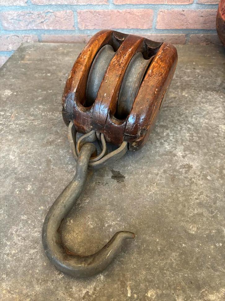 Oude scheepskatrol / scheepsblok - maritiem nautisch, Antiek en Kunst, Antiek | Overige Antiek, Ophalen of Verzenden