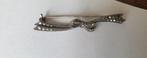 Vintage Zilveren Broche met Strik en Markasiet, Met kristal, 4 tot 7 cm, Gebruikt, Ophalen of Verzenden