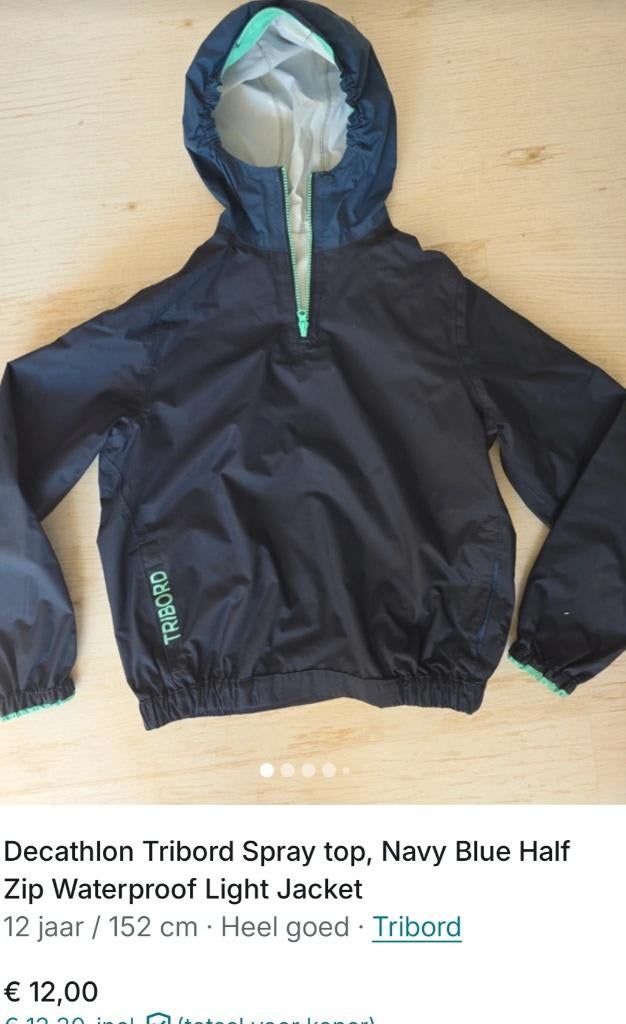 Tribord, Waterdicht jasje van Decathlon maat 152-160 cm:, Kinderen en Baby's, Jongen of Meisje, Decathlon, Ophalen of Verzenden