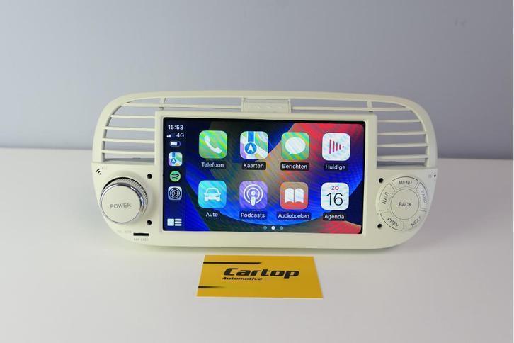Fiat 500 Android CarPlay Android Auto 2007-2015 Beige, Auto diversen, Autoradio's, Zo goed als nieuw, Ophalen of Verzenden