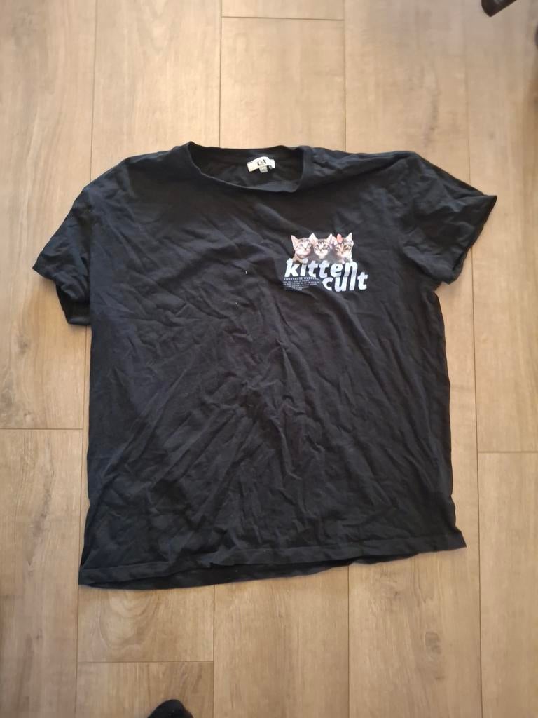 Katten shirt M, Kleding | Dames, T-shirts, Maat 38/40 (M), Zwart, Ophalen of Verzenden, Korte mouw