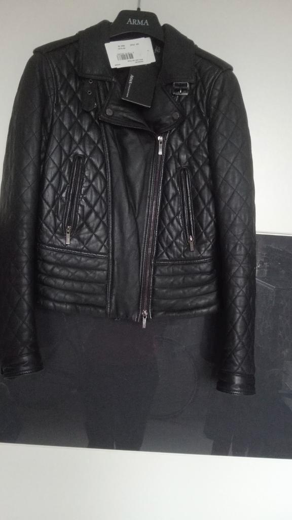 Arma leren jas - Bijenkorf - Maat 36 - Nieuw!, Kleding | Dames, Jassen | Zomer, Nieuw, Maat 36 (S), Zwart, Ophalen of Verzenden