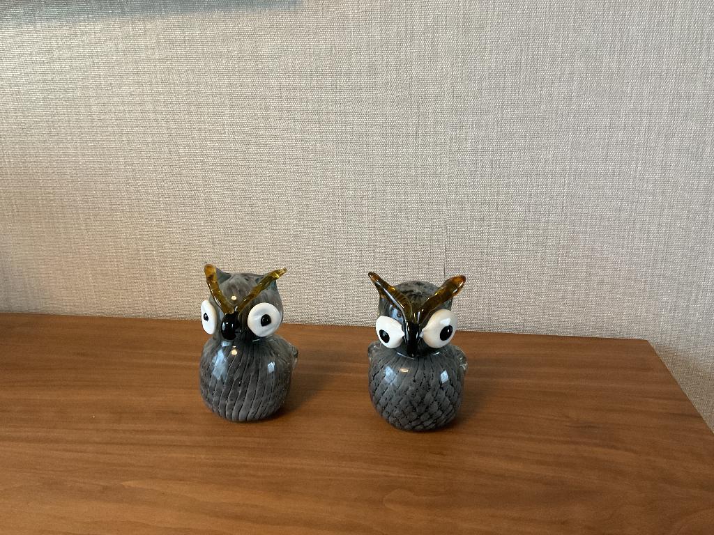 Set prachtige uilen Murano glas style - ook zwanen, Verzamelen, Beelden en Beeldjes, Ophalen, Zo goed als nieuw, Dier